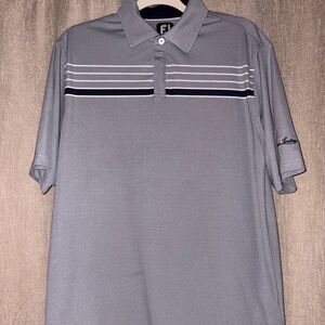 FootJoy | Men's Short Sleeve Polo Golf Shirt Gray Striped | Size M